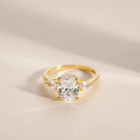 Sterling Silver 3-Stone Engagement Ring Cubic Zirconia Size 3-11
